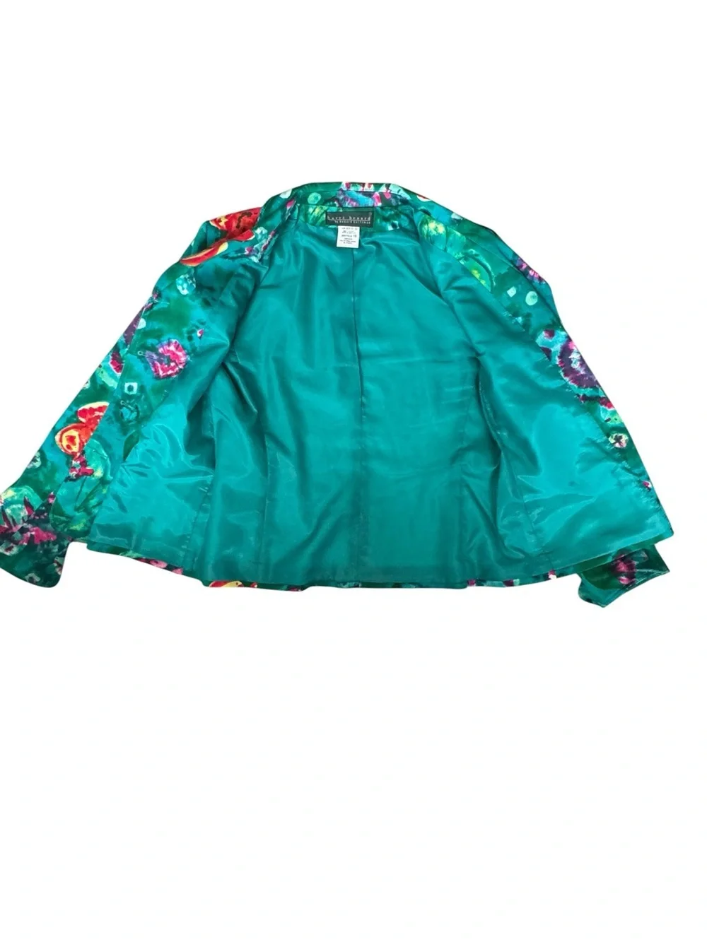 Harvé Benard Floral Blazer Jacket Size 10 Artsy Botanical Cotton Stretch Career